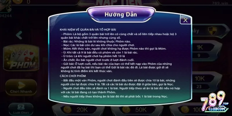 Tên gọi và ý nghĩa của những tổ hợp bài trong phỏm