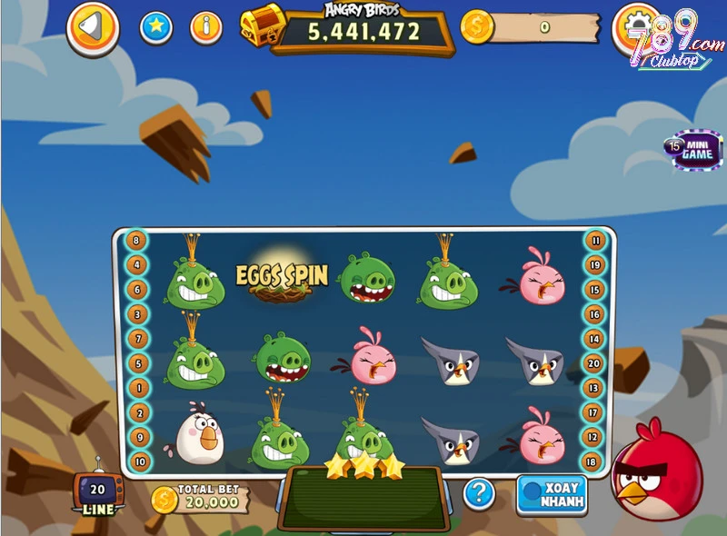 Nhận thưởng nổ hũ khi chơi game Angry birds slots